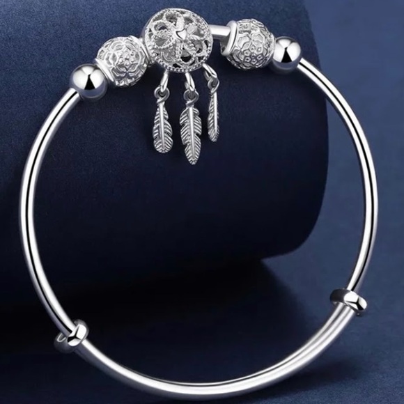Dreamcatcher Sterling Silver Bangle Bracelet - Picture 4 of 13
